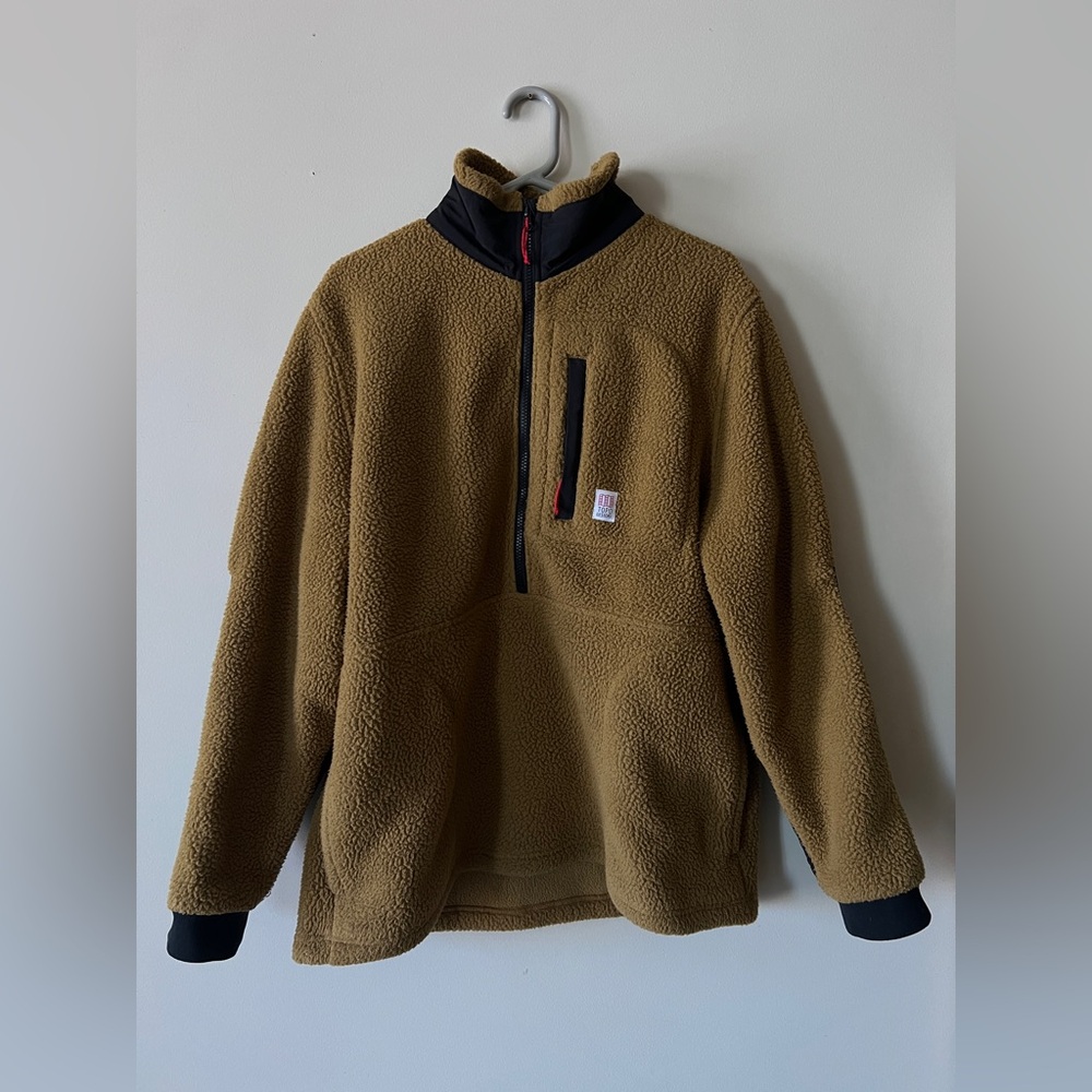 Topo Designs Mountain Fleece Half-Zip - Large - Dark Khaki / Black - worn once